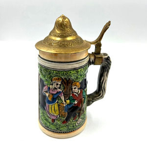 Vintage Lid Ceramic Beer Stein Schloss Anholt Castle Palace Crossed Arrows Japan